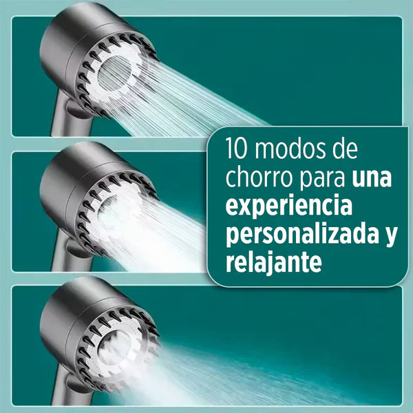 HidraSpa Max - Transforma tu ducha en un SPA de lujo: alta presión, agua purificada, 10 modos de chorro